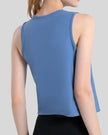 Back view of CoreLine Active Tank in dusty blue with clean, minimal finish