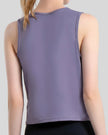 Close-up back detail of CoreLine Active Tank in lavender, smooth and opaque fabric