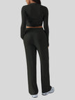 Back view of EaseLounge long-sleeve lounge set in Black with clean lines and comfortable fit