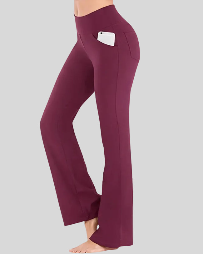 Side pocket detail of burgundy Athlesi FlexEase Pocket Active Pant