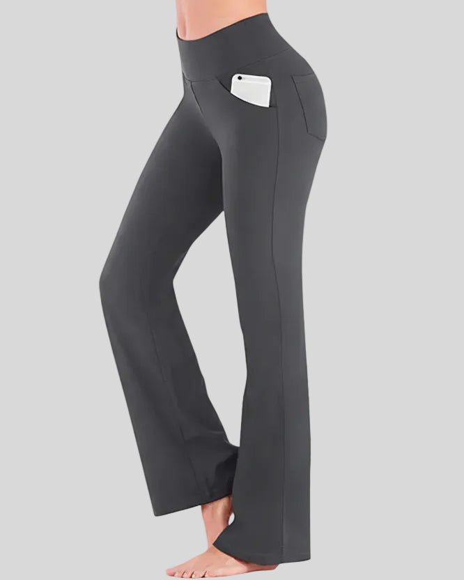 Side pocket detail of dark gray Athlesi FlexEase Pocket Active Pant