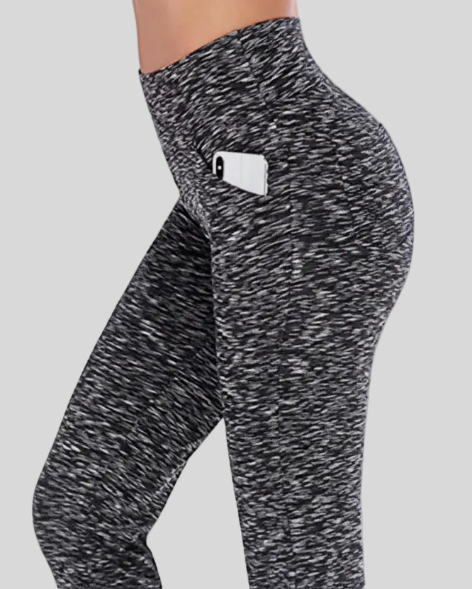 Side pocket closeup of dark gray Athlesi FlexEase Pocket Active Pant