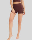 Burgundy ribbed active short with wide waistband and sculpting fit