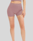 Ribbed high-waist active short in dusty pink with legging-style fit