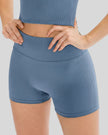 Light blue ribbed active short with wide waistband and sculpting fit
