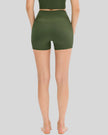 Back view of matcha green ribbed high-waist active short with smooth legging fit
