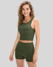 Ribbed high-waist active short in matcha green with legging-style fit