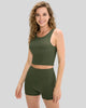 Ribbed high-waist active short in matcha green with legging-style fit
