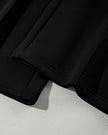 Close-up of pant hem detail on UrbanFlow drawstring pants in black