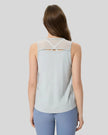 VeilBack Active Tank back view with cutout design and sheer detail in light gray
